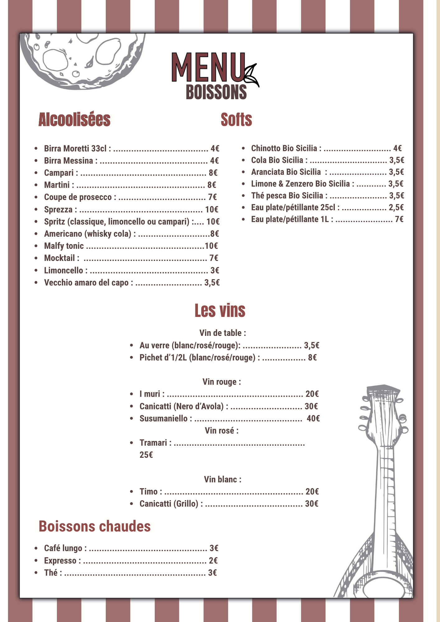 Menu Boissons
